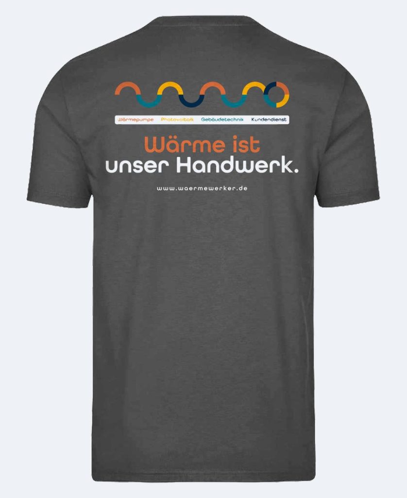 T-Shirt-Rückenmotiv „Wärme ist unser Handwerk.“